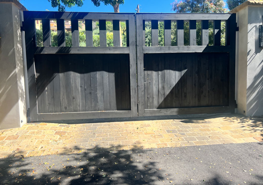 Wood gate installation